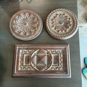 Vintage Carved Metal Wall Art Set